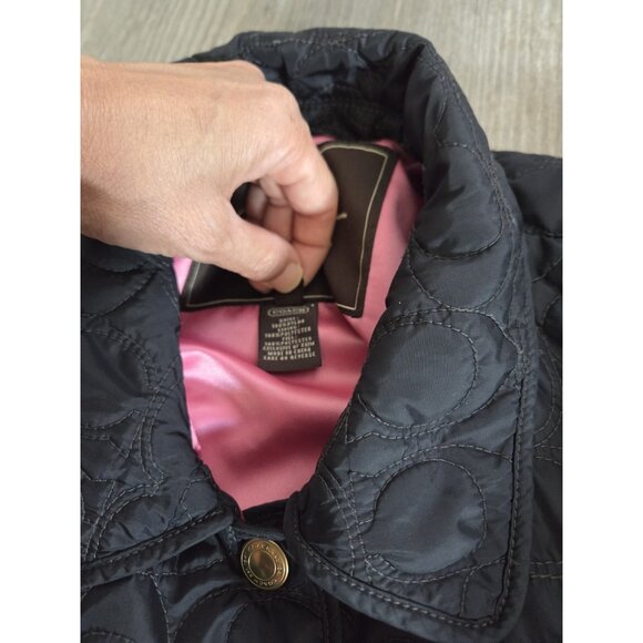 COACH Signature "C" Quilted Logo Monogram Snap Front Jacket Coat Women S - Picture 5 of 11